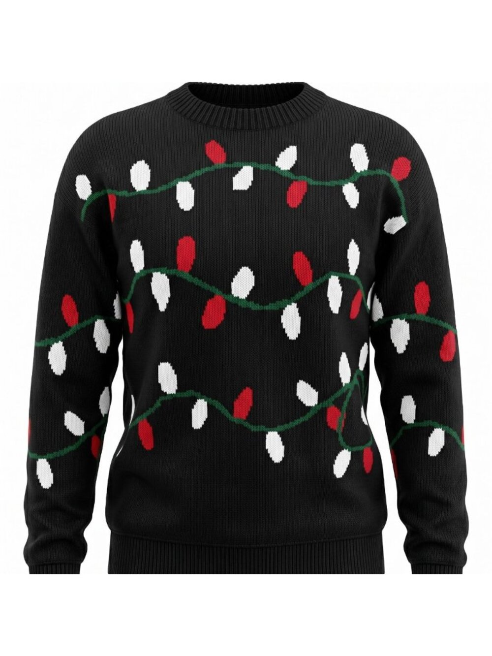 Grace & Karma Womens 1X Christmas Lights Heavyweight Sweater Black Hi Low NWT